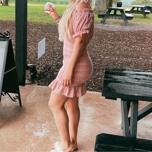 Pink Off-Shoulder Dress